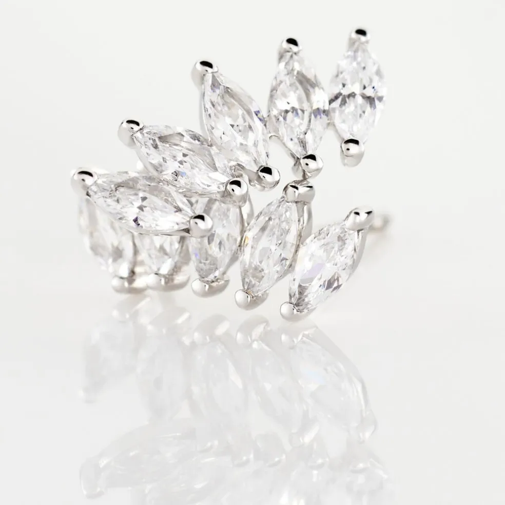Bijoux D'oreilles Edma Or Blanc Oxyde De Zirconium