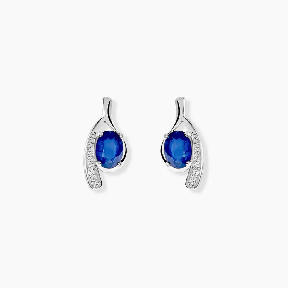 Bijoux D'oreilles Emotion Or Blanc Saphir Diamant