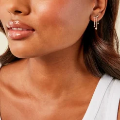 Bijoux D'Oreilles Faris Or Jaune Oxyde De Zirconium