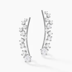 Bijoux D¿oreilles Grimpants Enza Argent Blanc Oxyde De Zirconium