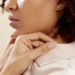 Bijoux D¿oreilles Grimpants Enza Argent Blanc Oxyde De Zirconium