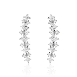Bijoux D¿oreilles Grimpants Sarida Argent Blanc Oxyde De Zirconium