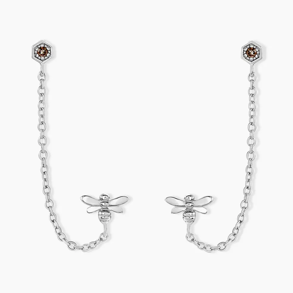 Bijoux D'oreilles Honey Argent Blanc Oxyde De Zirconium