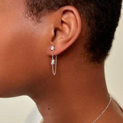 Bijoux D'oreilles Kerrie Argent Blanc Oxyde De Zirconium