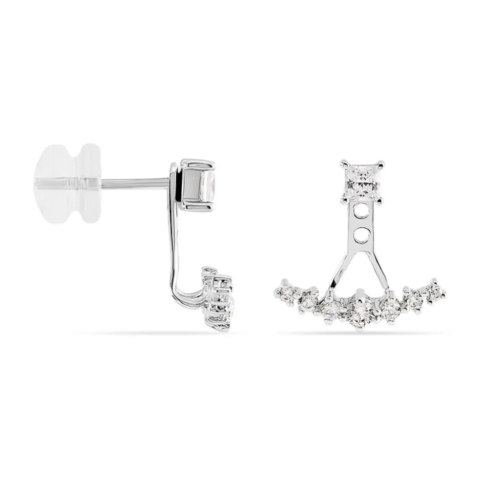 Bijoux D'oreilles Kyoto Or Blanc Oxyde De Zirconium