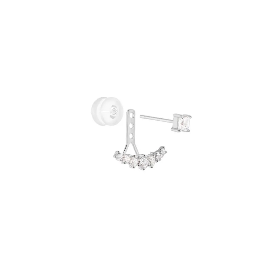 Bijoux D'oreilles Kyoto Or Blanc Oxyde De Zirconium