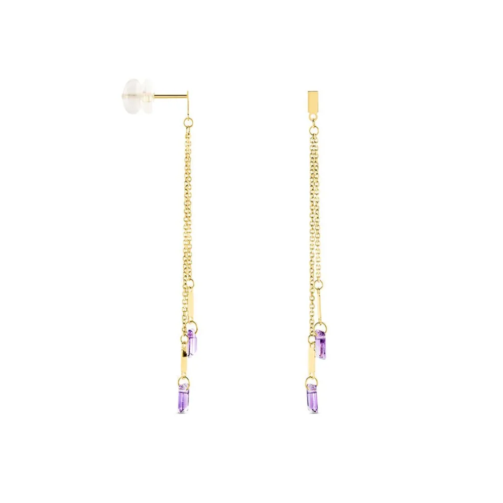 Bijoux D'oreilles Lavender Or Jaune Améthyste