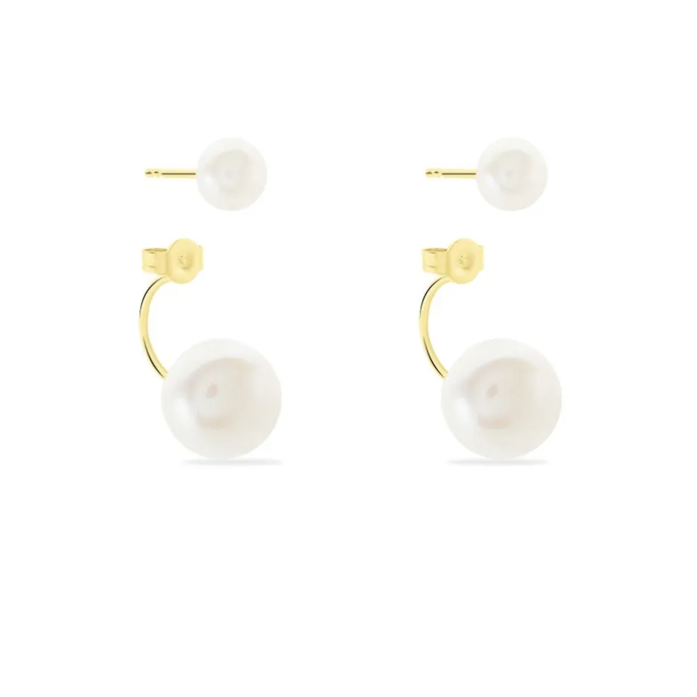 Bijoux D'oreilles Metisse Or Jaune Perle De Culture