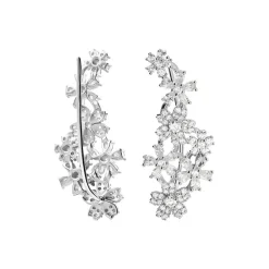 Bijoux D'oreilles Midnight Flower Argent Blanc Oxyde De Zirconium