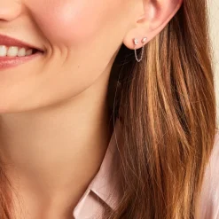 Bijoux D'oreilles Navette Argent Blanc Oxyde De Zirconium