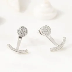 Bijoux D'oreilles Phybie Argent Blanc Oxyde De Zirconium