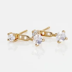 Bijoux D'oreilles Plaqué Or Dedale Oxydes De Zirconium