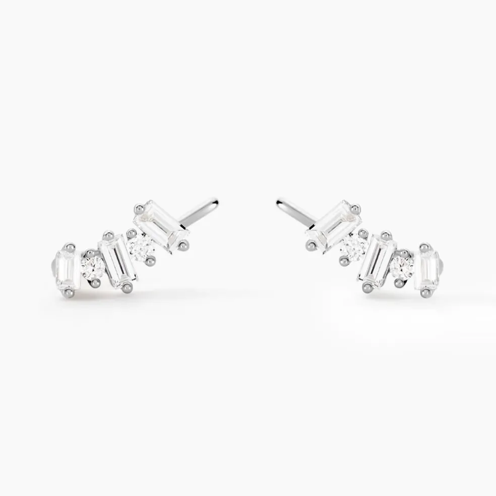 Bijoux D'oreilles Zachary Or Blanc Diamant Synthétique