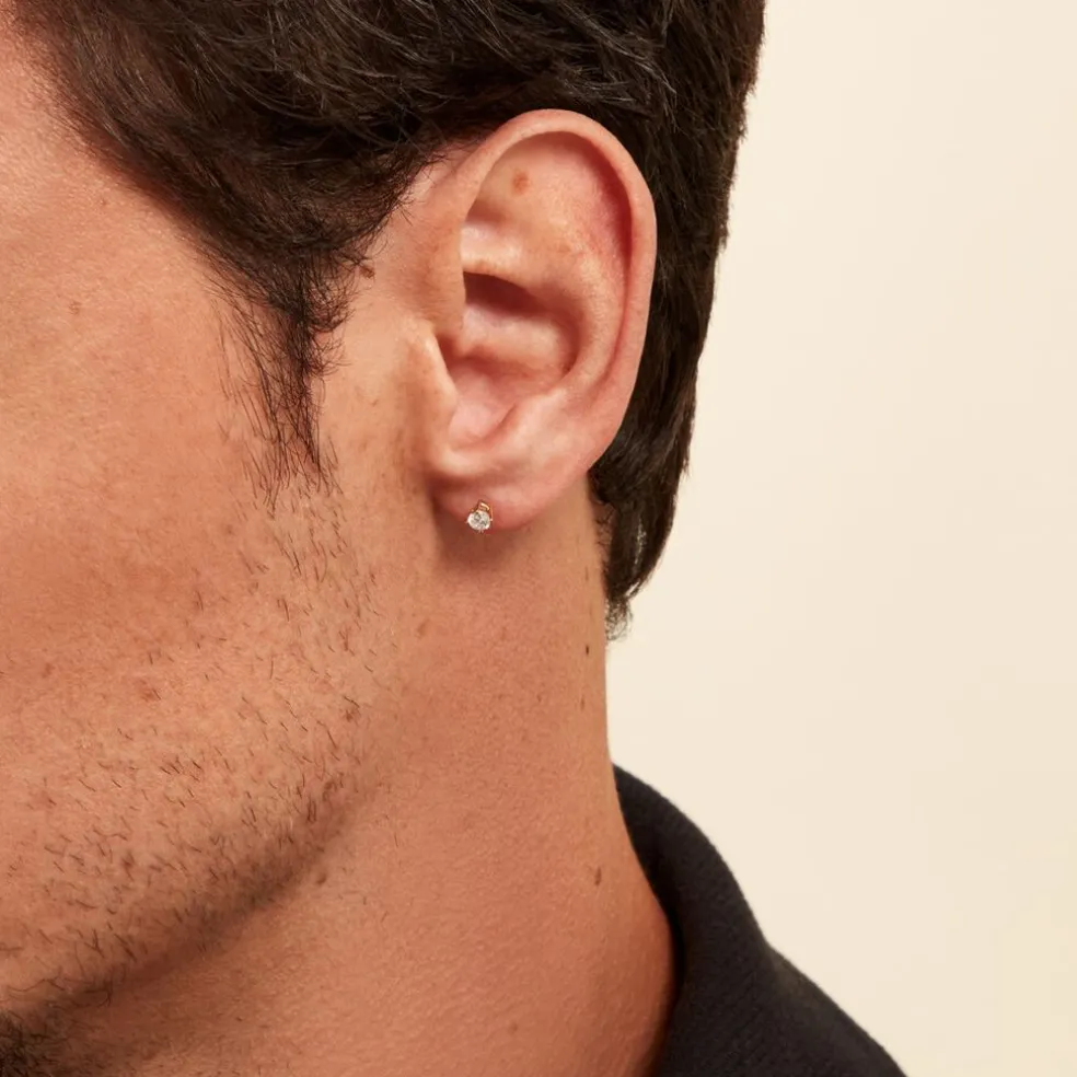 Boucle D'oreille Puce Unitaire Victoria Or Jaune Diamant
