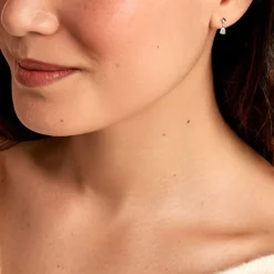 Boucle D'oreille Puce Unitaire Deorsa Argent Blanc Oxyde De Zirconium