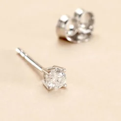 Boucle D'oreille Puce Unitaire Victoria Or Blanc Diamant