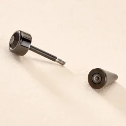 Boucle D'oreille Puce Unitaire Adam Plaqué Or Jaune Oxyde De Zirconium