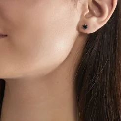 Boucle D'oreille Puce Unitaire Unitaire Or Blanc Oxyde