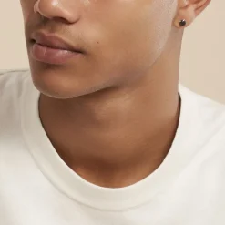 Boucle D'oreille Puce Unitaire Unitaire Or Blanc Oxyde