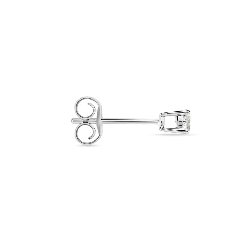 Boucle D'oreille Puce Unitaire Victoria Or Blanc Diamant