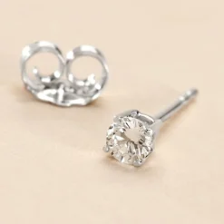 Boucle D'oreille Puce Unitaire Victoria Or Blanc Diamant