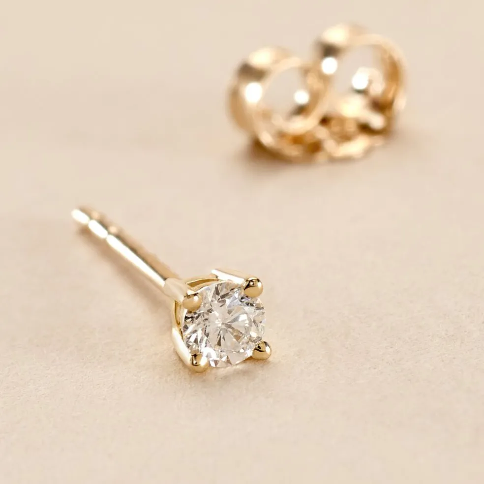 Boucle D'oreille Puce Unitaire Victoria Or Jaune Diamant