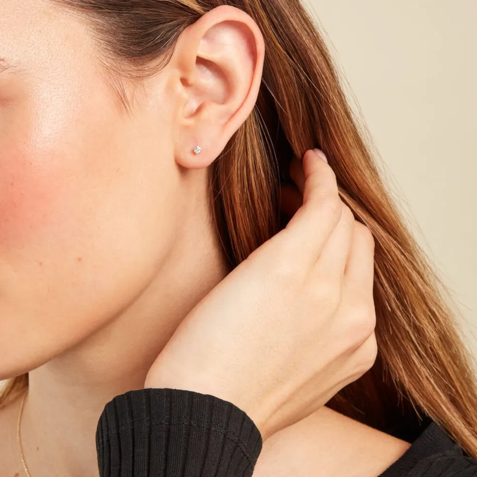 Boucle D'oreille Puce Unitaire Victoria Or Jaune Diamant