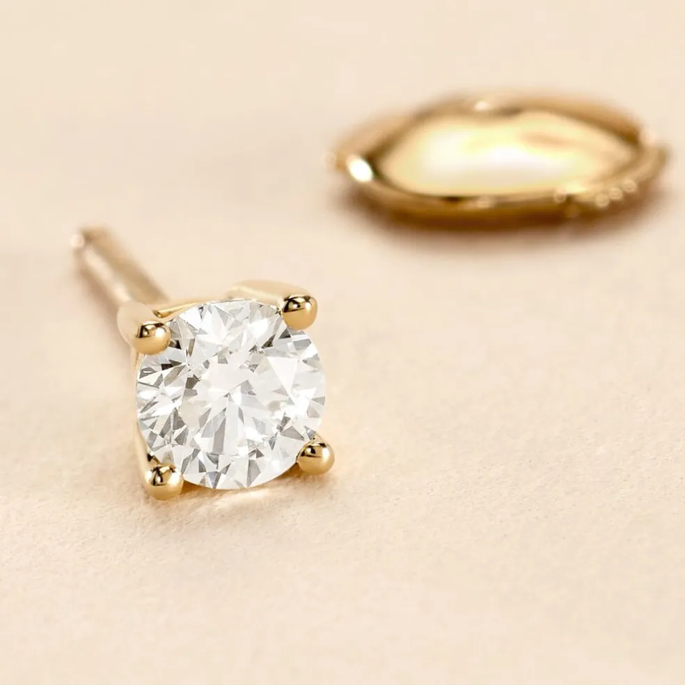Boucle D'oreille Puce Unitaire Victoria Or Jaune Diamant