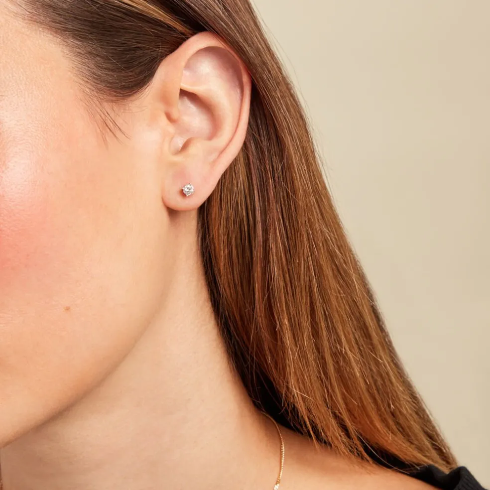 Boucle D'oreille Puce Unitaire Victoria Or Jaune Diamant
