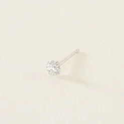 Boucle D'oreille Puce Unitaire Niels Argent Blanc Oxyde De Zirconium