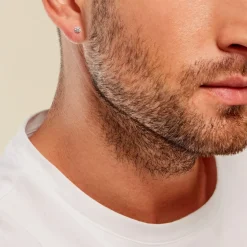 Boucle D'oreille Puce Unitaire Niels Argent Blanc Oxyde De Zirconium