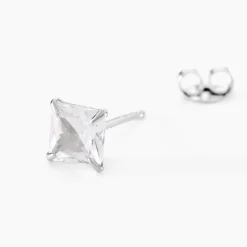 Boucle D'oreille Puce Unitaire Paco Argent Blanc Oxyde De Zirconium