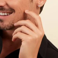 Boucle D'oreille Puce Unitaire Paco Argent Blanc Oxyde De Zirconium