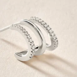 Boucle D'oreille Unitaire Minty Argent Blanc Oxyde De Zirconium