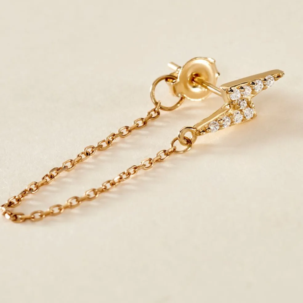 Boucle D'oreille Unitaire Fionola Or Jaune Oxyde De Zirconium