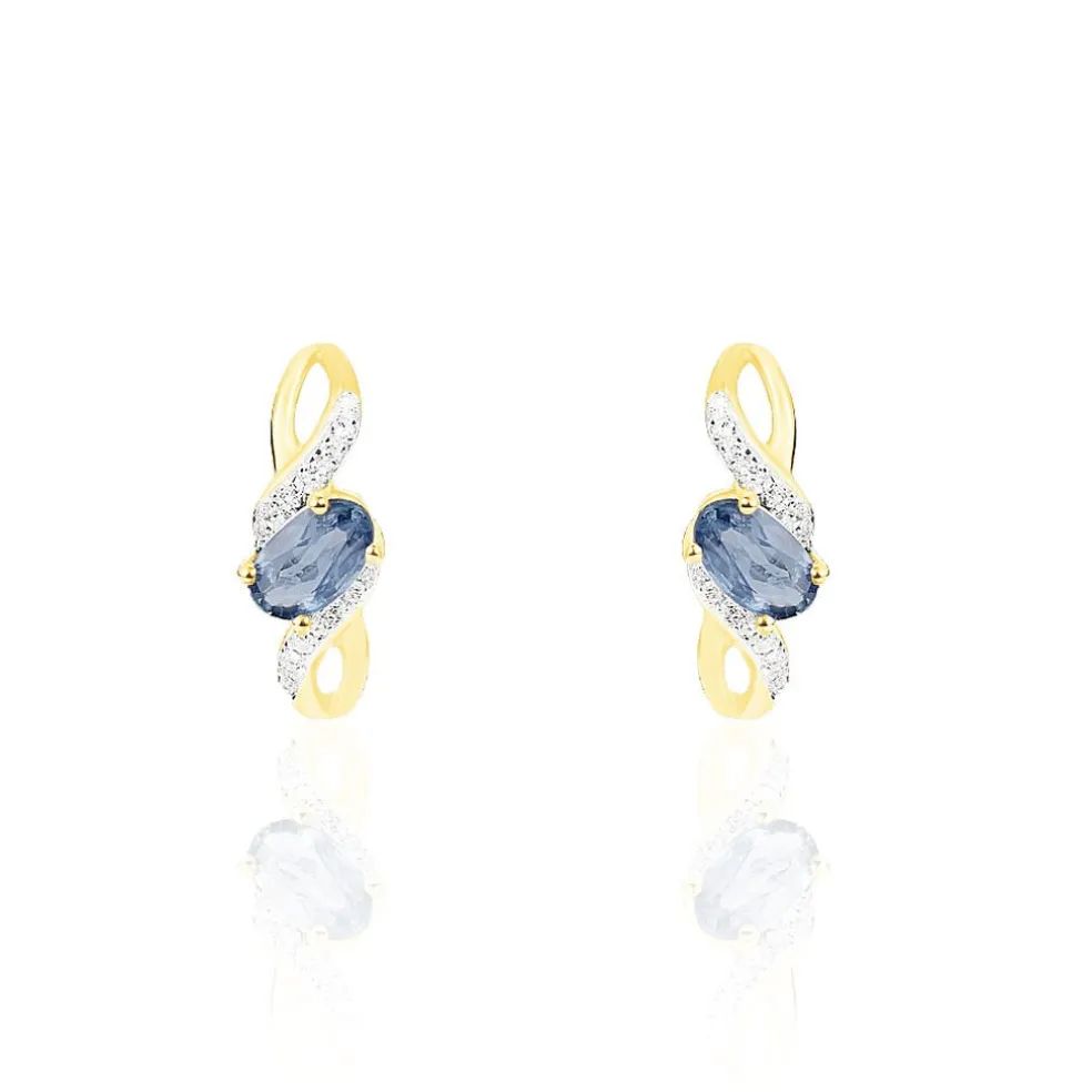 Boucles D'malia Oreilles Puces Malia Or Jaune Saphir Et Diamant