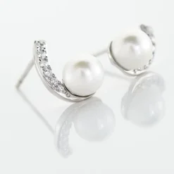 Boucles D'oreilles Angel Or Blanc Perle De Culture Oxyde Oxyde
