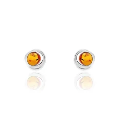 Boucles D'oreilles Argent Blanc Franjo Ambre