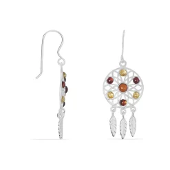 Boucles D'oreilles Argent Blanc Lorena Ambre