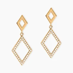 Boucles D'oreilles Brody Plaqué Or Jaune Oxydes De Zirconium