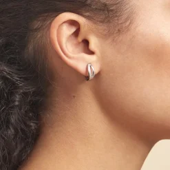 Boucles D'oreilles Celimene Rondes Argent Blanc Oxyde De Zirconium