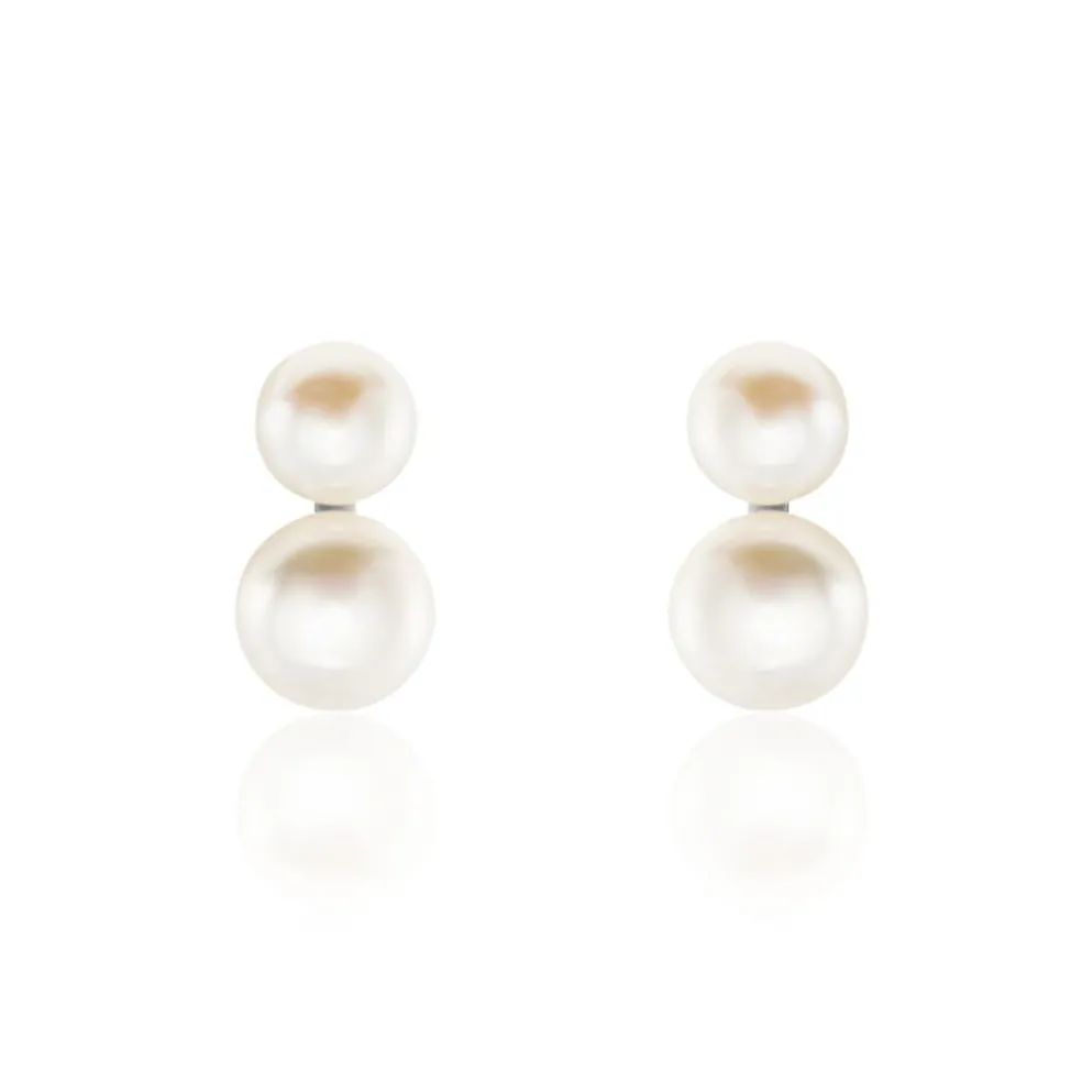 Boucles D'oreilles Clips Argent Blanc Viano Perles Oxydes