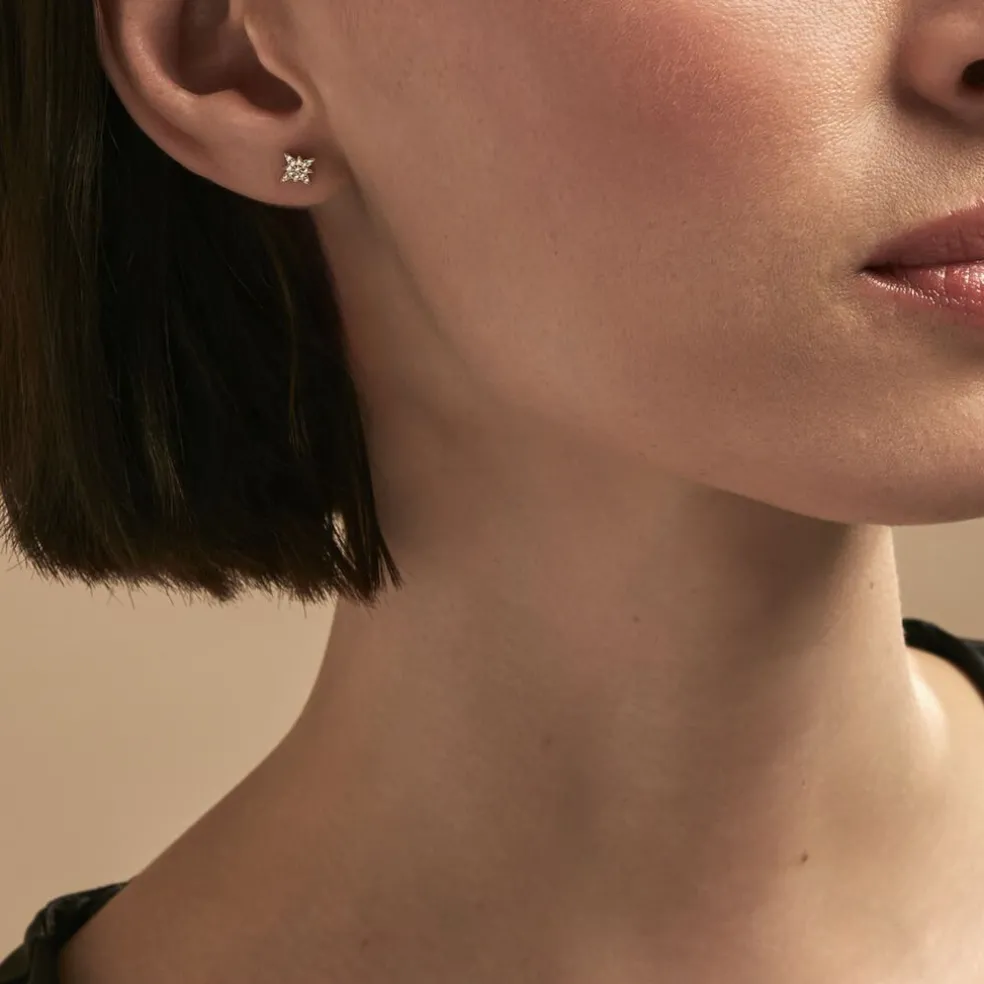 Boucles D'oreilles Dépareillées Munroe Or Jaune Oxyde De Zirconium