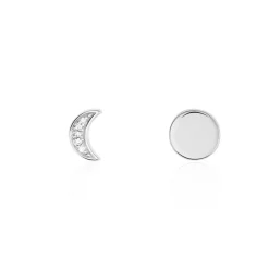 Boucles D'oreilles Dépareillées Lyana Argent Blanc Oxyde De Zirconium