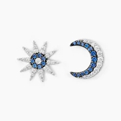 Boucles D'oreilles Dépareillées Bekhta Or Blanc Oxyde De Zirconium