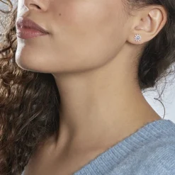 Boucles D'oreilles Dépareillées Bekhta Or Blanc Oxyde De Zirconium