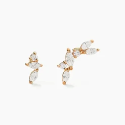 Boucles D'oreilles Dépareillées Jardins D'hiver Plaqué Or Oxyde