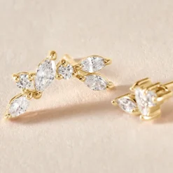 Boucles D'oreilles Dépareillées Jardins D'hiver Plaqué Or Oxyde