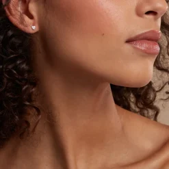 Boucles D'oreilles Dépareillées June Argent Blanc Oxyde De Zirconium