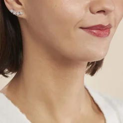 Boucles D'oreilles Grimpantes Sohalia Argent Blanc Oxyde De Zirconium